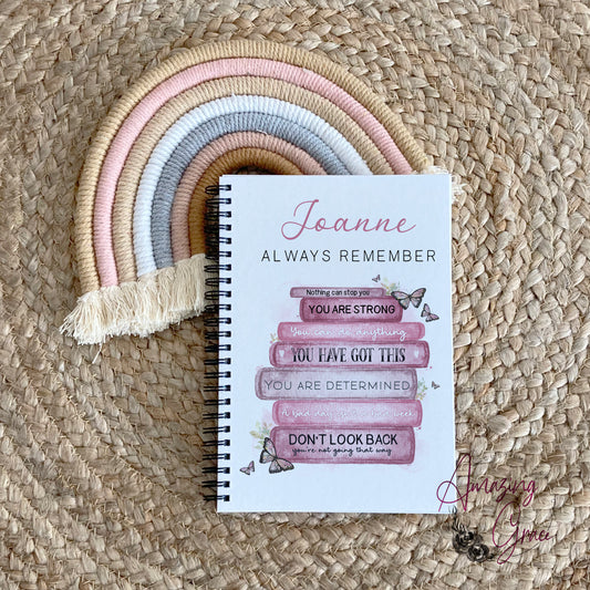 Personalised positive affirmations bookstack note book