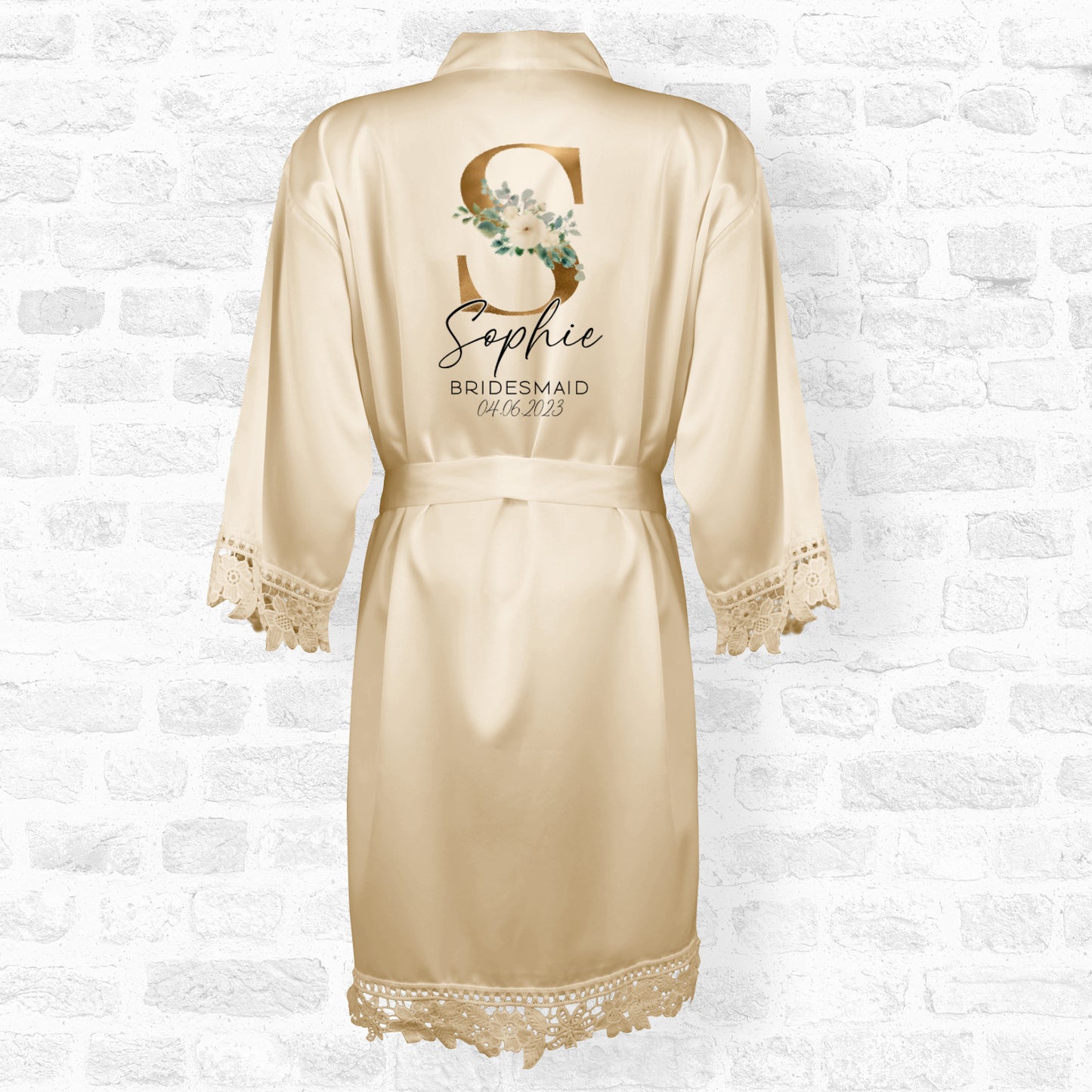 Children & Adults Personalised Printed Letter Satin Wedding Robes