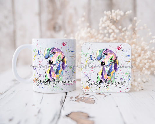 Sassy Sausage Dachshund Theme mug & Coaster