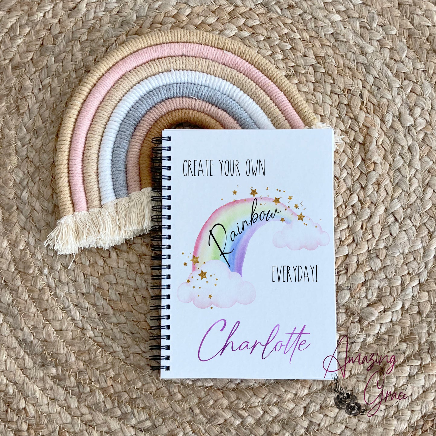 Personalised positive rainbow note book