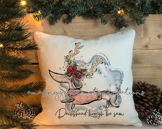 Christmas Dachshund design cushion