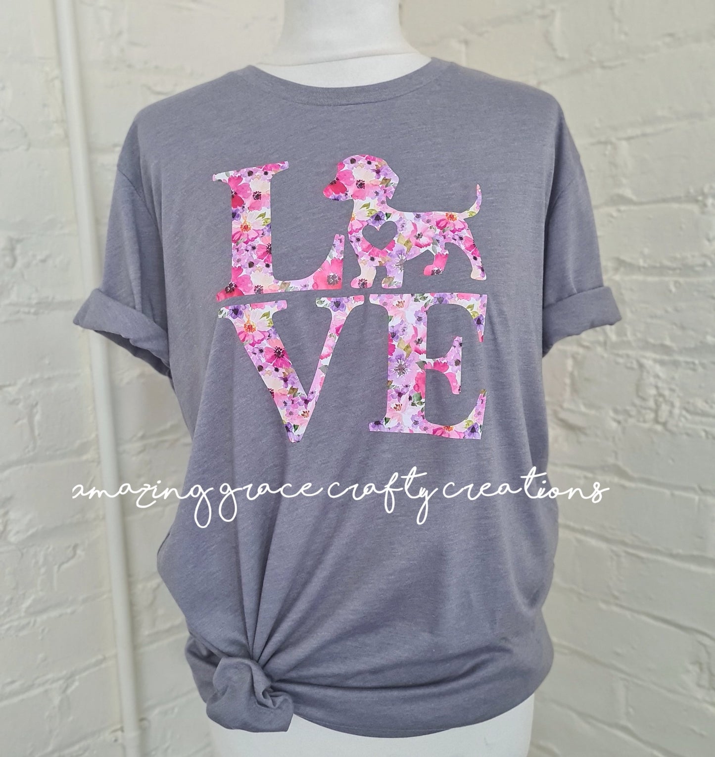 T-Shirt Dachshund love FLORAL PRINT