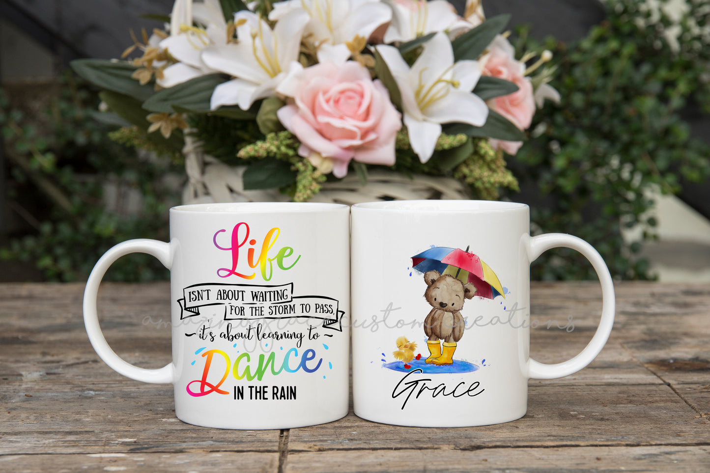 Dance in the rain personalised mug