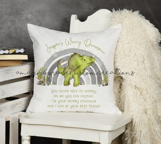 Green Worry Cushion - Dinosaur themed