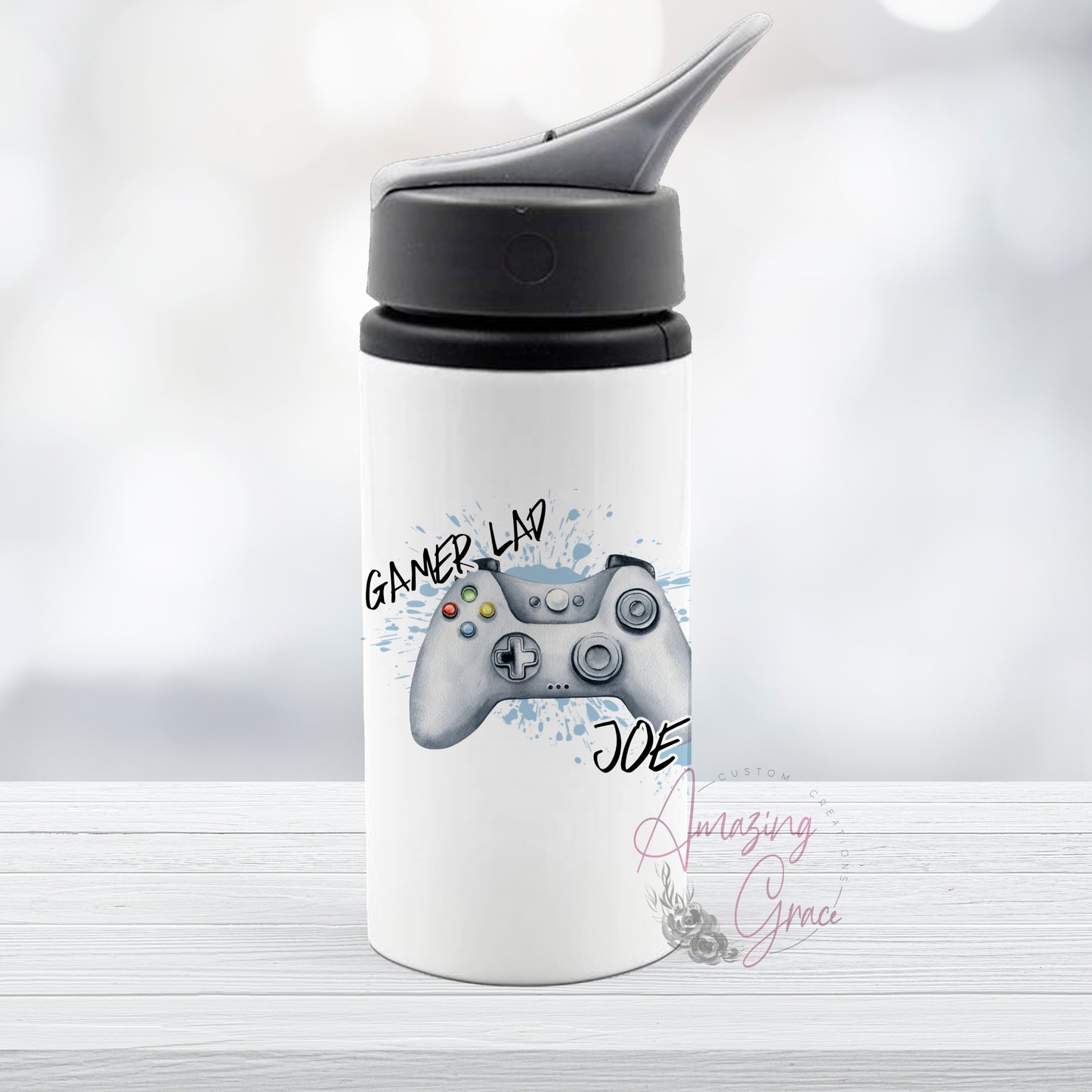 Personalised steel drinks bottle Gaming design