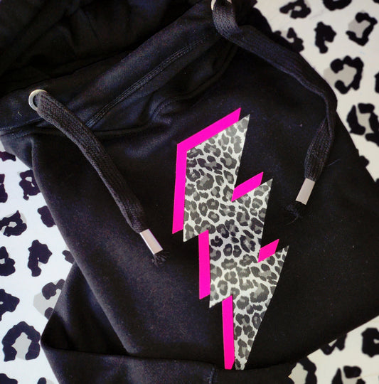 NEON LIGHTNING BOLT chunky neck hoody