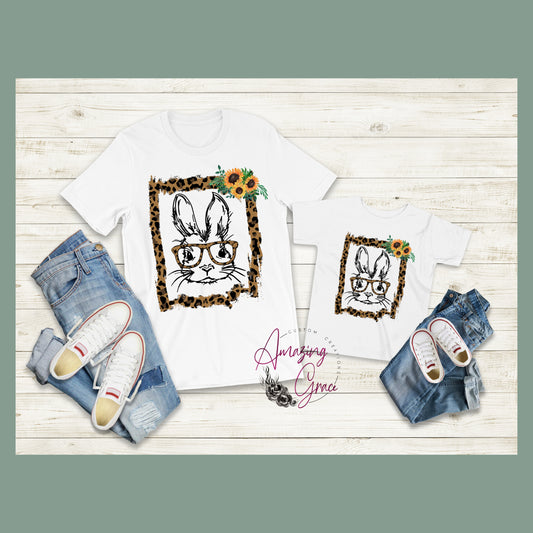 Easter MAMA / MINI leopard bunny Matching T-Shirts