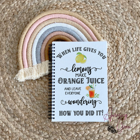 Make Orange juice positive affirmations note book