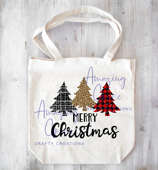 Tree Design MERRY CHRISTMAS tote bag