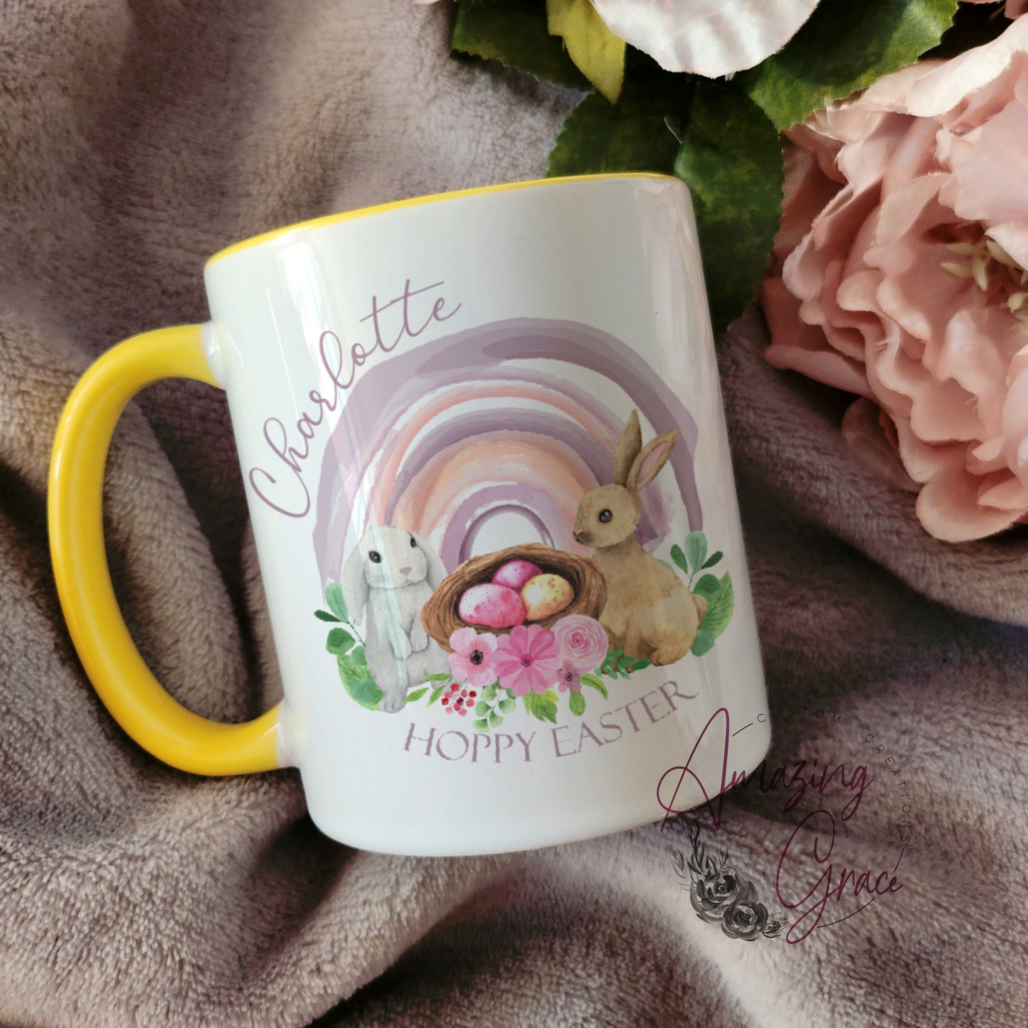 Personalised Hoppy Easter mug and/or coaster