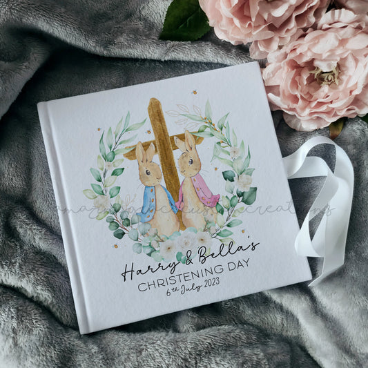 Personalised twins christening guestbook