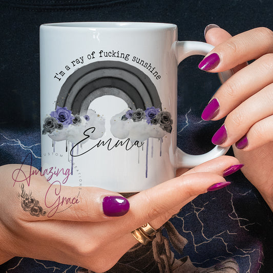 Dark rainbow personalised mug