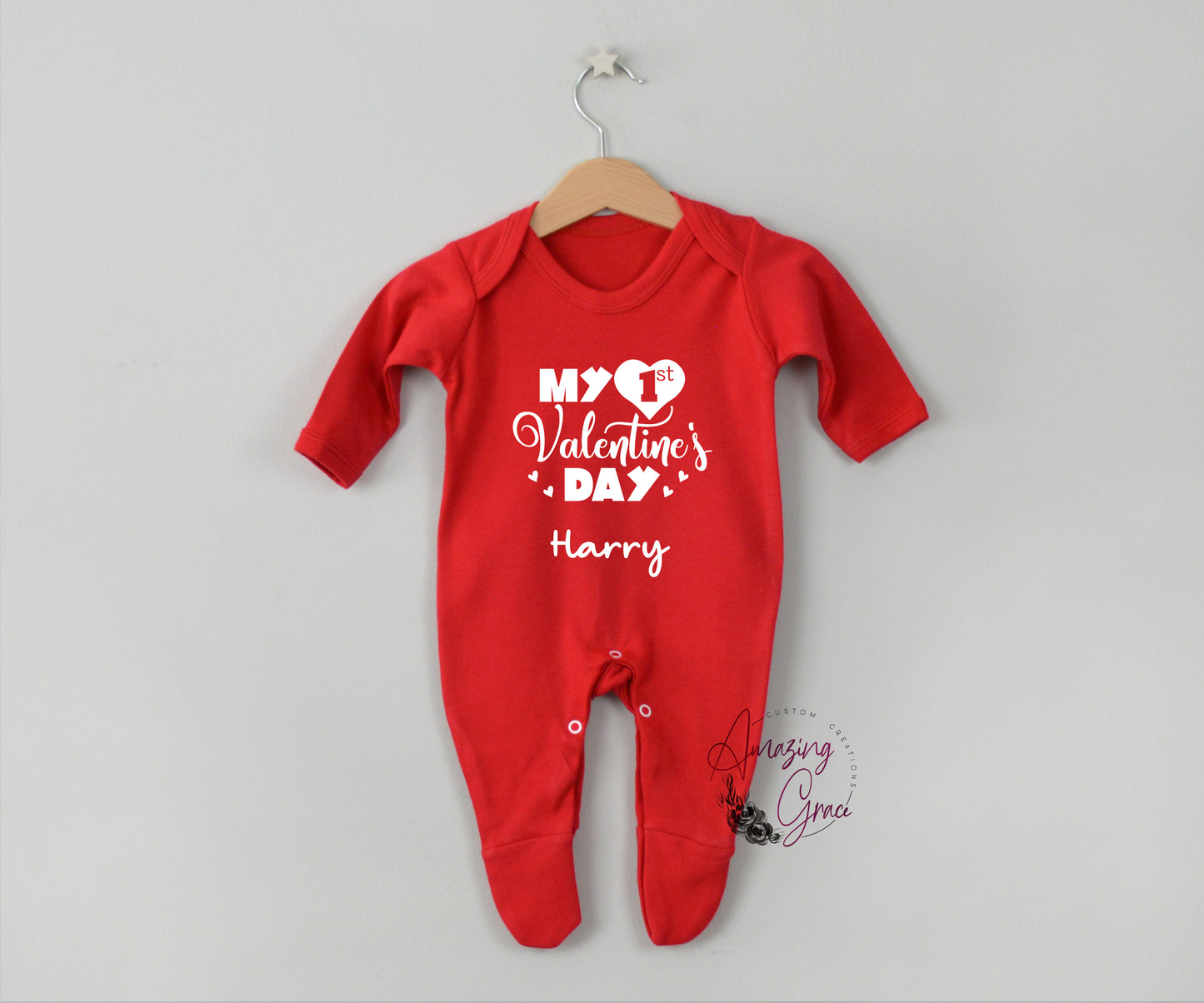 My 1st Valentines baby romper personalised