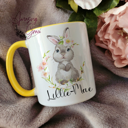 Personalised Spring bunny Easter mug and/or coaster