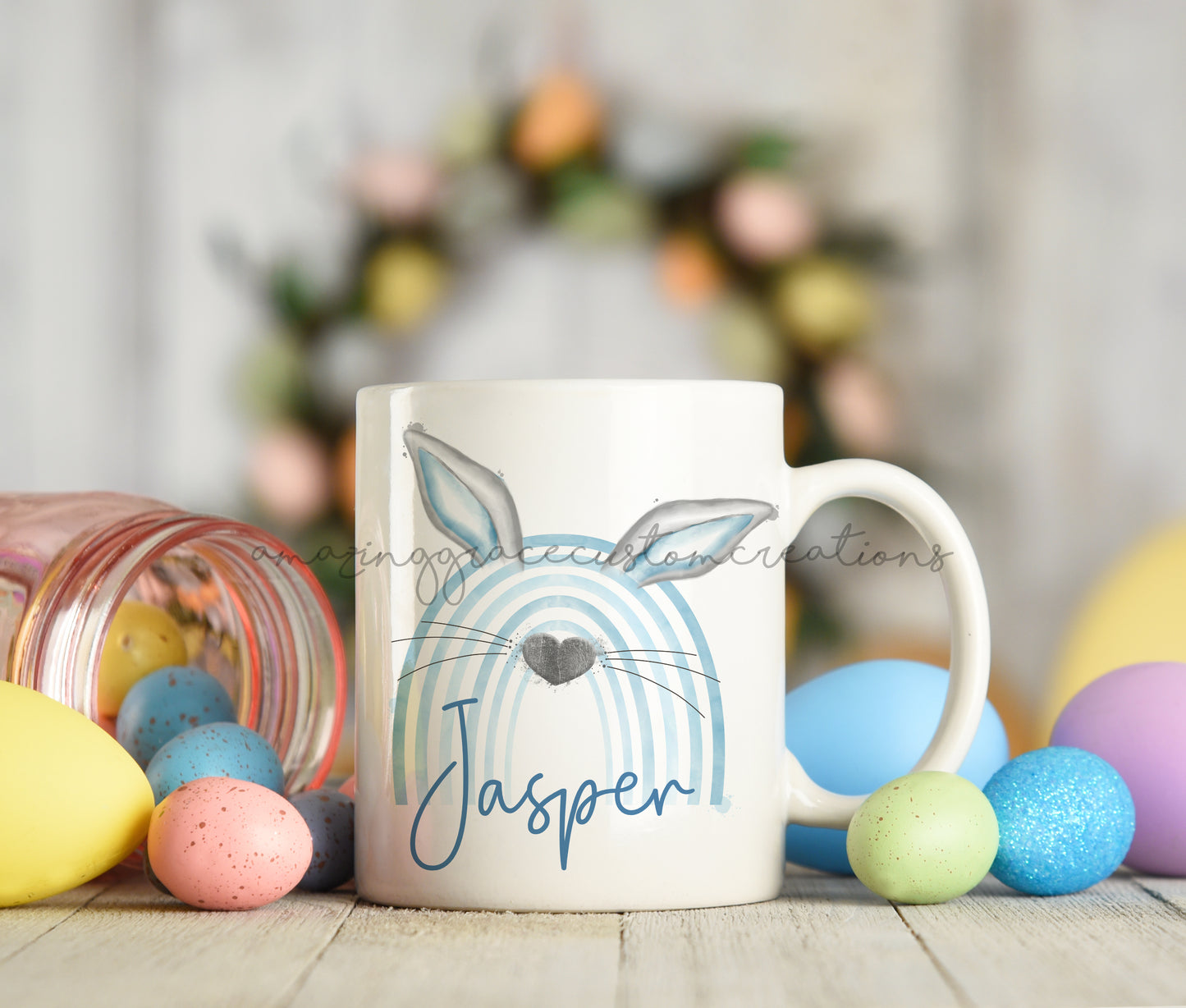 Personalised Easter bunny bow mug