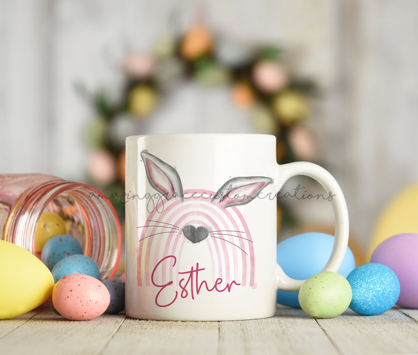 Personalised Easter bunny bow mug