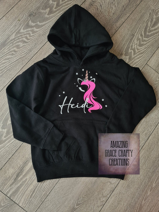 JUNIOR HOODY- NEON UNICORN - PERSONALISED