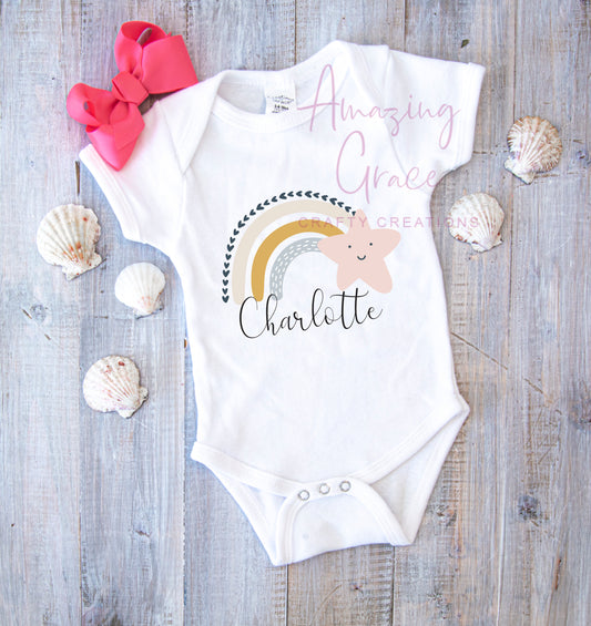 Rainbow design personalised baby vest