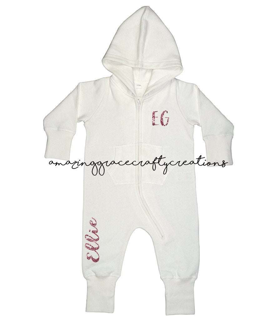 Hooded personalised onesie - baby/toddler