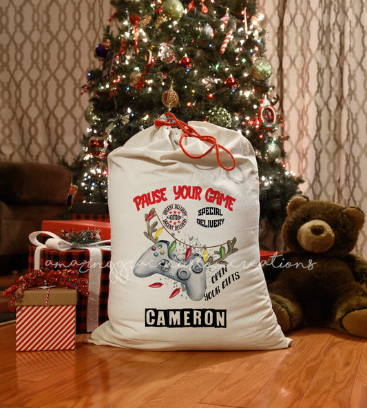 Personalised Christmas gift sack - GAMING STYLE